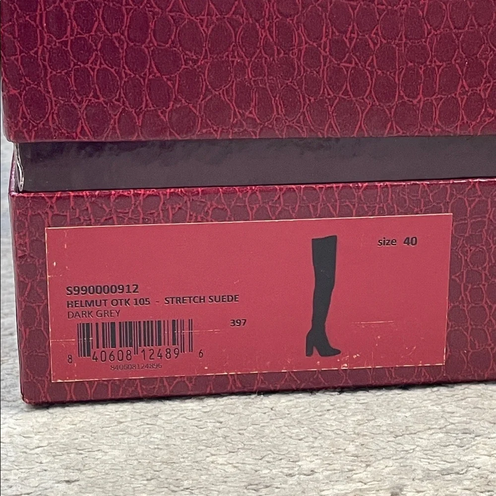 NIB Tamara Mellon Helmut Over The Knee Stretch Suede Boots Dark Grey Gray 40